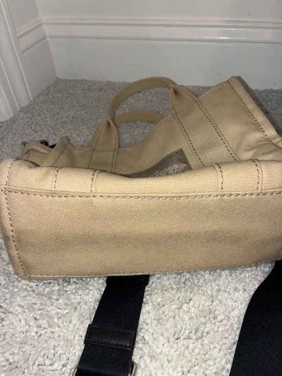 Marc Jacobs Beige Canvas Small Tote Bag with Black Strap - Picture 9 of 9
